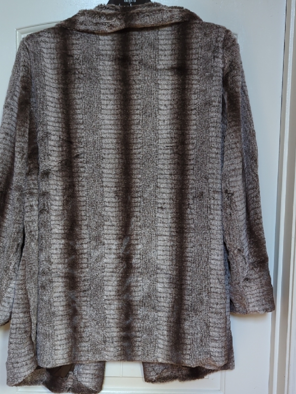Dennis Basso Plush Faux Fur Coat in Taupe Brown - Picture 5 of 6